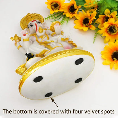 Alikiki Hindu God Ganesh Chaturthi Figurine - 8.4”H Indian Idol Ganesha Statue Ganpati Elephant Hindu God Pooja Item Diwali Home Office Meditation Room Temple Mandir Altar Shrine Puja Decor