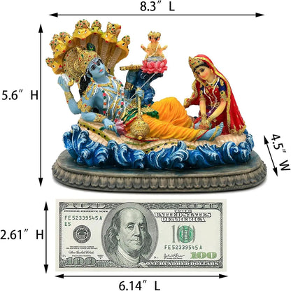 Alikiki 8.3” Lord Vishnu Statue - Mahavishnu Figurine for Spiritual Worship and Elegant Home, Office, Studio, Hotel, and Temple Decor for Diwali Puja