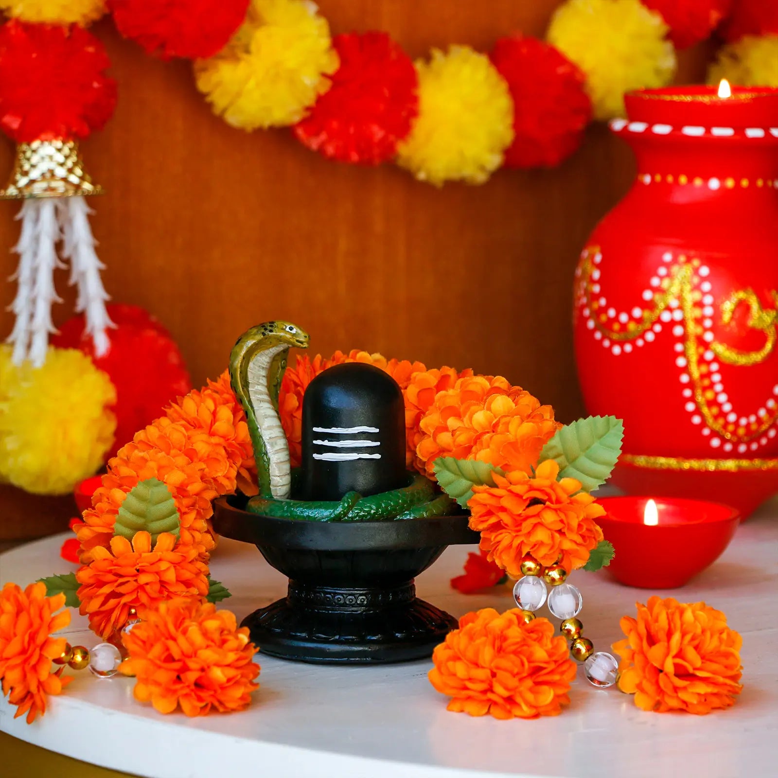 Alikiki 4.4” Hindu Shiva Lingam Statue - Indian Idol Murti for Pooja and Home Decor, Suitable for Temples and Altars, Ideal Diwali Gift