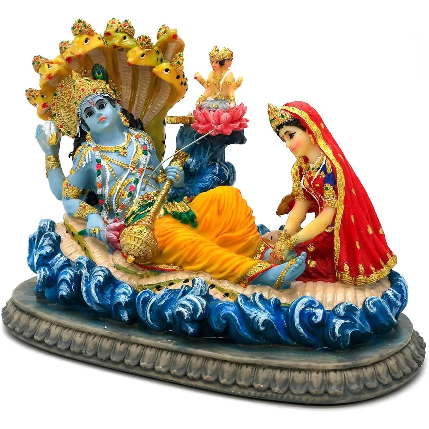 Alikiki 8.3” Lord Vishnu Statue - Mahavishnu Figurine for Spiritual Worship and Elegant Home, Office, Studio, Hotel, and Temple Decor for Diwali Puja
