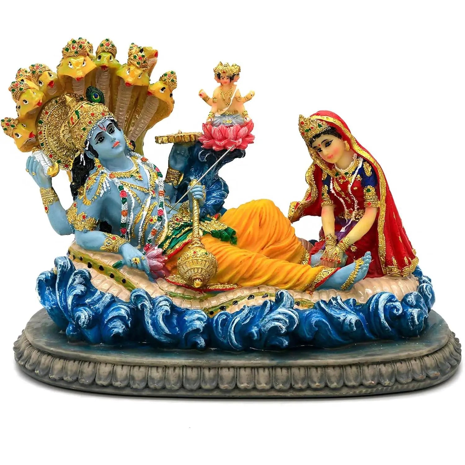 Alikiki 8.3” Lord Vishnu Statue - Mahavishnu Figurine for Spiritual Worship and Elegant Home, Office, Studio, Hotel, and Temple Decor for Diwali Puja