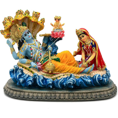 Alikiki 8.3” Lord Vishnu Statue - Mahavishnu Figurine for Spiritual Worship and Elegant Home, Office, Studio, Hotel, and Temple Decor for Diwali Puja