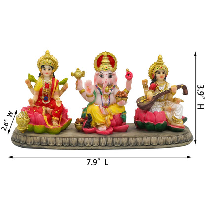 Alikiki India Laxmi Ganesh Saraswati Statue - 3.9” Hindu Idol Figurine for Diwali Gifts and Home/Office Decoration