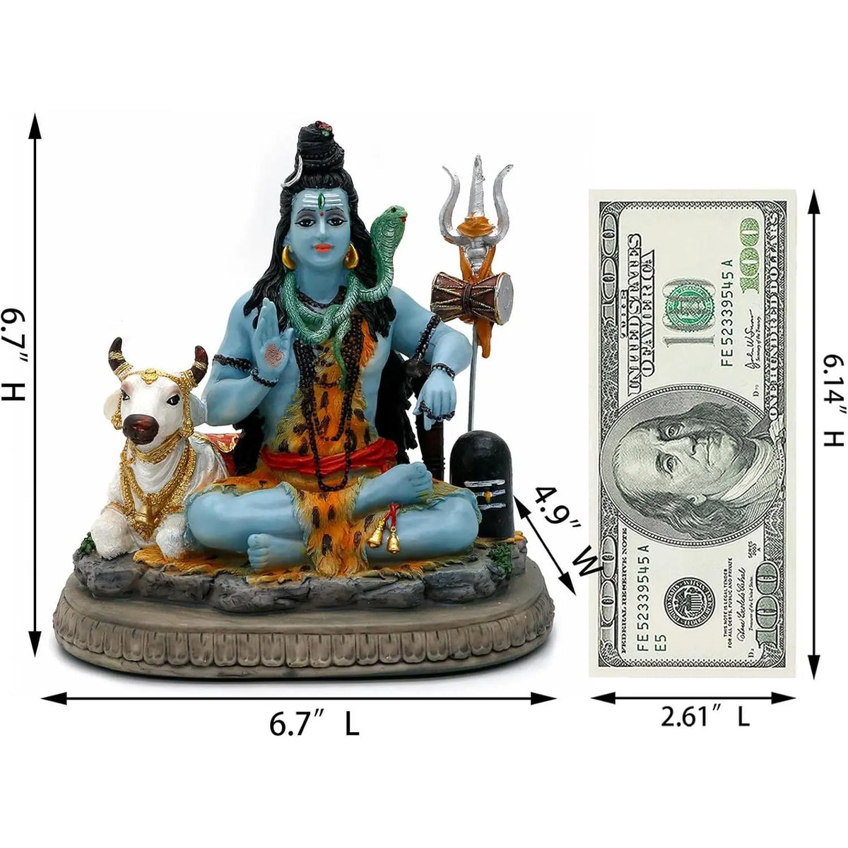 Alikiki 6.7-Inch Lord Shiva Statue - Hindu Spiritual Idol for Meditation Spaces and Home Altars