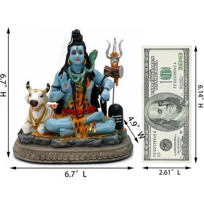 Alikiki 6.7-Inch Lord Shiva Statue - Hindu Spiritual Idol for Meditation Spaces and Home Altars